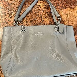Coach Gray Leather Tote Bag